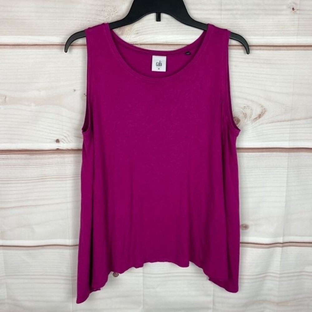 CAbi Top Womens Medium Sleeveless Swing Tank Pink Scoop Neck Stretch Knit
